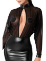 Mini robe Opium F348 wetlook et tulle