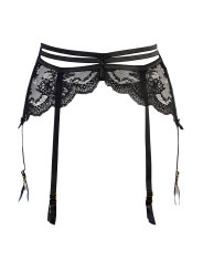 Porte-jarretelles tulle et dentelle noir V-10712 - Axami 