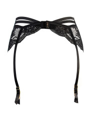 Porte-jarretelles tulle et dentelle noir V-10712 - Axami 