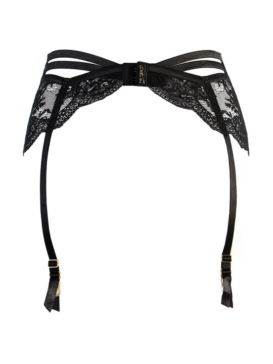 Porte-jarretelles tulle et dentelle noir V-10712 - Axami 