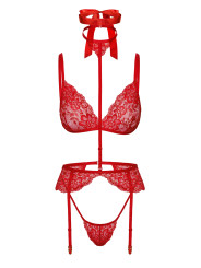 Ensemble 5 pièces Bondage Red Lace Kiss 243 - Kissable