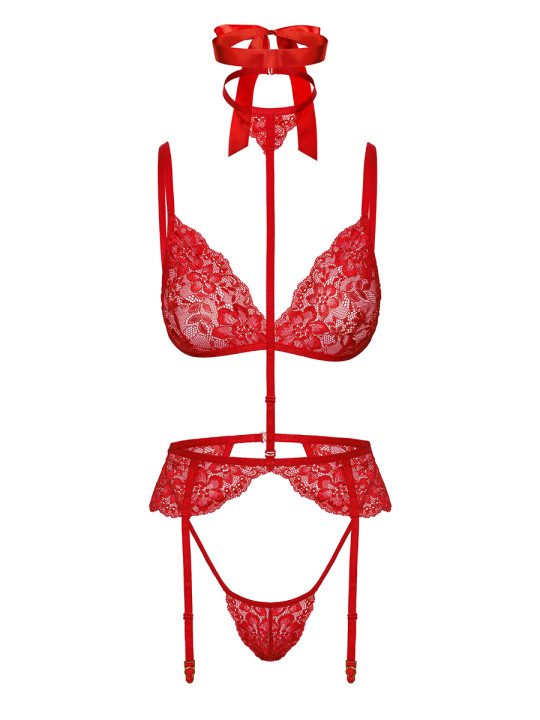 Ensemble 5 pièces Bondage Red Lace Kiss 243 - Kissable