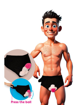 Slip avec pénis en peluche mobile