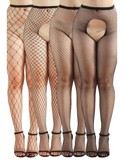 Pack 4 collants ouverts résille