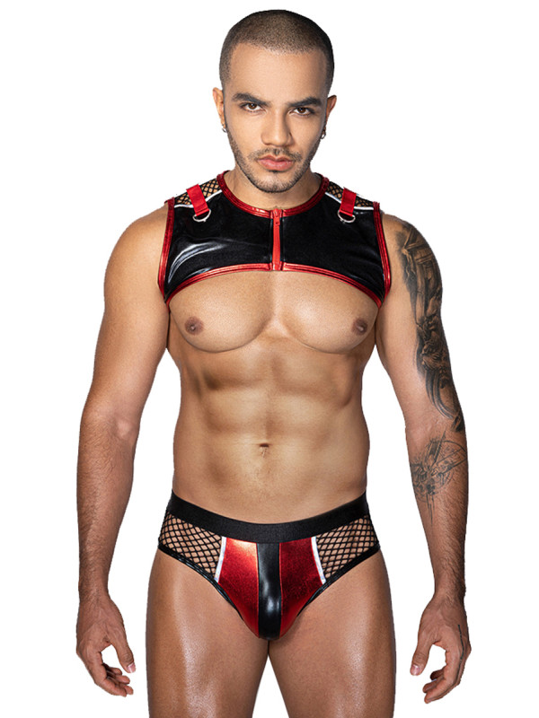 Ensemble sexy deux pièces rouge et noir - J Lingerie