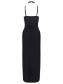 Robe longue à décolleté plongeant noire argentée - Cottelli PARTY 