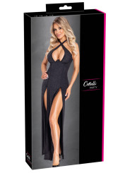 Robe longue à décolleté plongeant noire argentée - Cottelli PARTY 