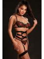 Ensemble lingerie 5 pièces vert et rouge - J Lingerie