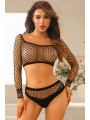 Ensemble lingerie 2 pièces en résille noire - J Lingerie