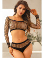 Ensemble lingerie 2 pièces en résille noire - J Lingerie