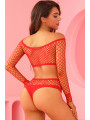 Ensemble lingerie 2 pièces en résille rouge - J Lingerie