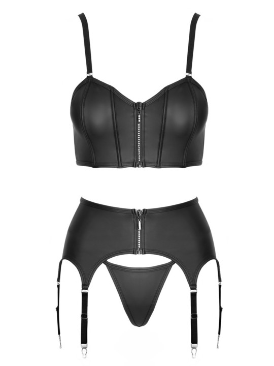 Ensemble lingerie 3 pièces avec porte-jarretelles - Cottelli PARTY 