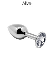 Plug métal bijou transparent L - Alive