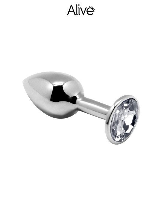 Plug métal bijou transparent L - Alive