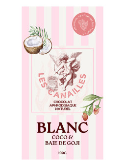 Chocolat blanc coco et baie de goji - Tablette 100g - Les canailles