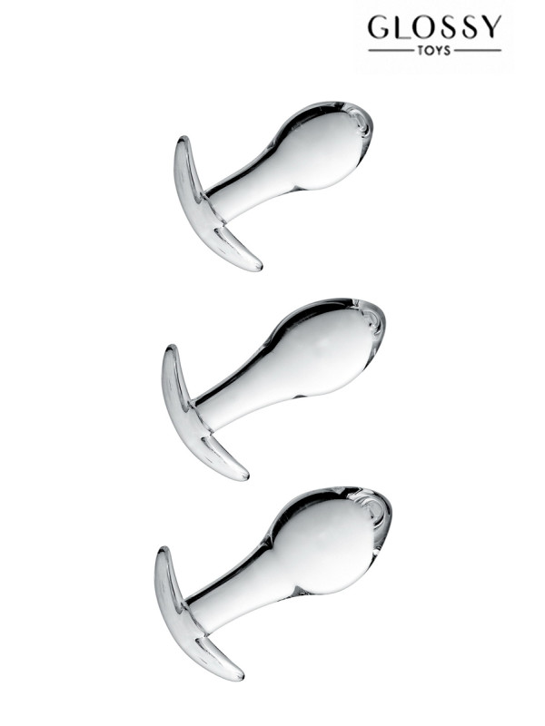 Set 3 plugs anal en verre Glossy Toys n° 17