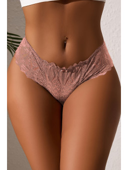 String dentelle dos lacé Rose - Litolu Lingerie