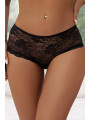 Tanga ouvert dentelle lacé Noir - Litolu Lingerie