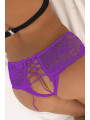 Tanga ouvert dentelle lacé Violet - Litolu Lingerie