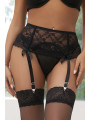 Porte-jarretelles dentelle et string Noir - Litolu Lingerie