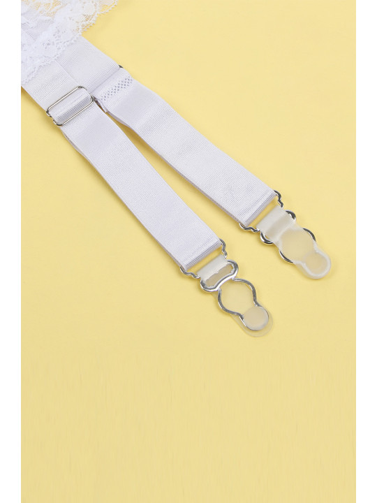 Porte-jarretelles et string Blanc - Litolu Lingerie