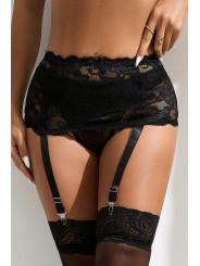 Porte-jarretelles dentelle large Noir - Litolu Lingerie