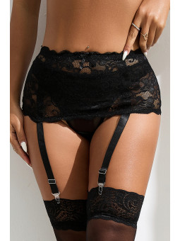 Porte-jarretelles dentelle large Noir - Litolu Lingerie