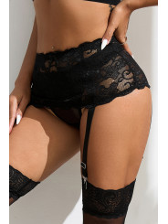 Porte-jarretelles dentelle large Noir - Litolu Lingerie