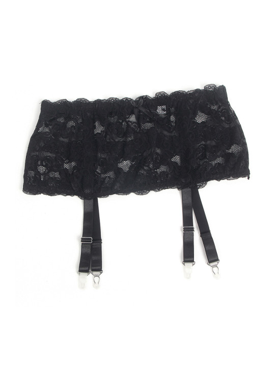 Porte-jarretelles dentelle large Noir - Litolu Lingerie