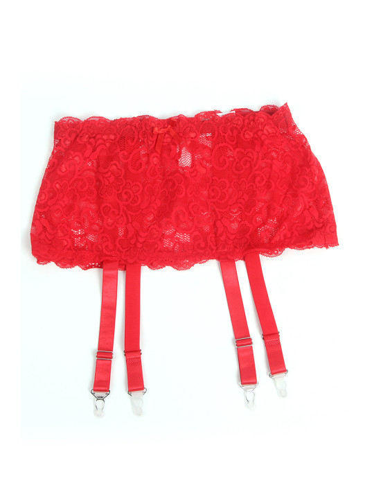 Porte-jarretelles dentelle large Rouge - Litolu Lingerie