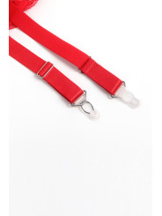 Porte-jarretelles dentelle large Rouge - Litolu Lingerie