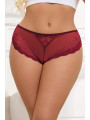 Tanga dentelle bijou Coeur Bordeaux - Litolu Lingerie