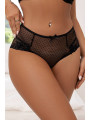 Tanga lacé dentelle taille haute Noir - Litolu Lingerie