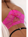 Tanga lacé dentelle taille haute Rose - Litolu Lingerie