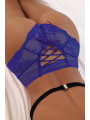 Tanga lacé dentelle taille haute Bleu - Litolu Lingerie