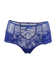 Tanga lacé dentelle taille haute Bleu - Litolu Lingerie