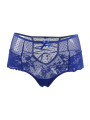 Tanga lacé dentelle taille haute Bleu - Litolu Lingerie