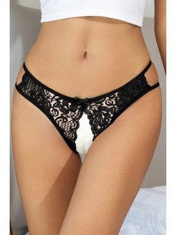 String ouvert dentelle Noir - Litolu Lingerie
