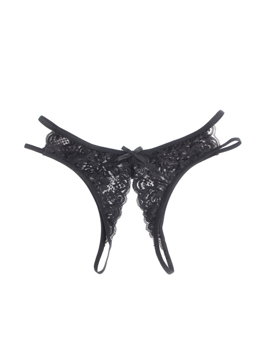 String ouvert dentelle Noir - Litolu Lingerie