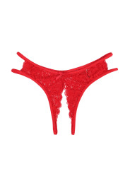 String ouvert dentelle Rouge - Litolu Lingerie