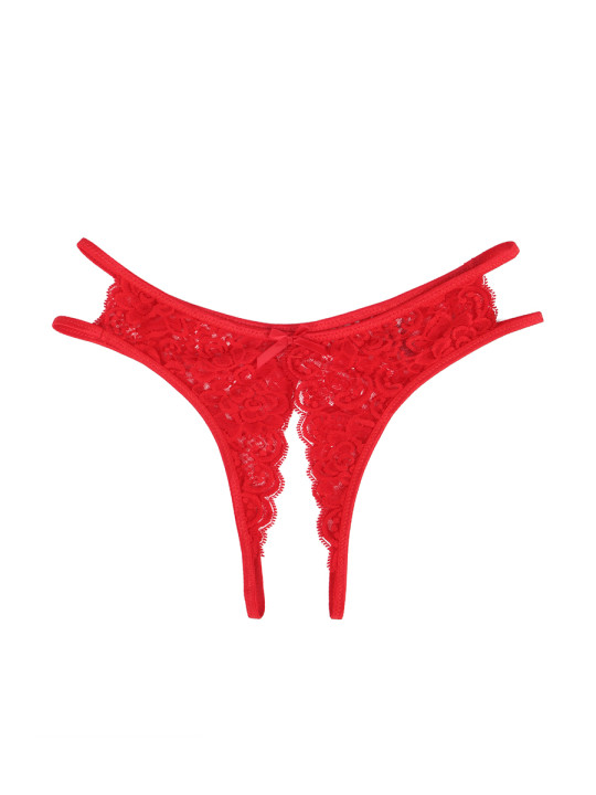 String ouvert dentelle Rouge - Litolu Lingerie