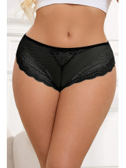 Tanga dentelle bijou Coeur Noir - Litolu Lingerie