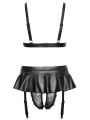 Soutien-gorge et slip fendu à jarretelles noir - Cottelli LINGERIE