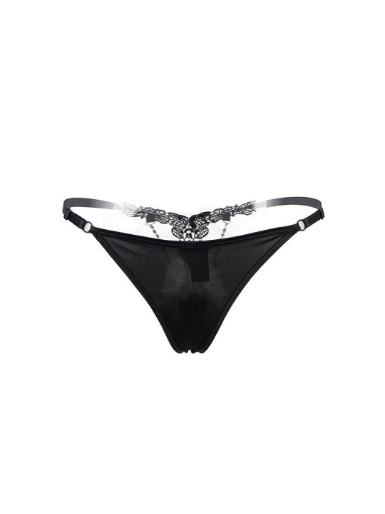 String ouvert à strass noir