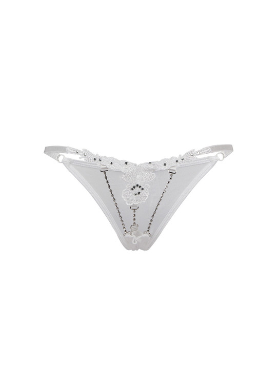 String ouvert à strass blanc
