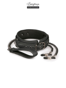 Collier cuir avec chaînes de seins - Easytoys Fetish Collection