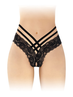 Tanga ouvert Anne - noir