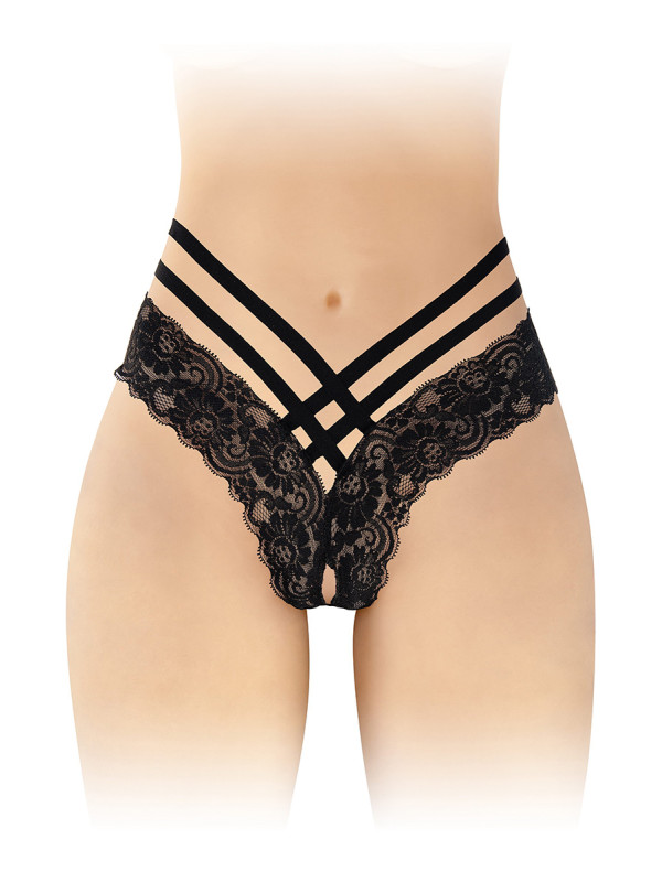 Tanga ouvert Anne - noir