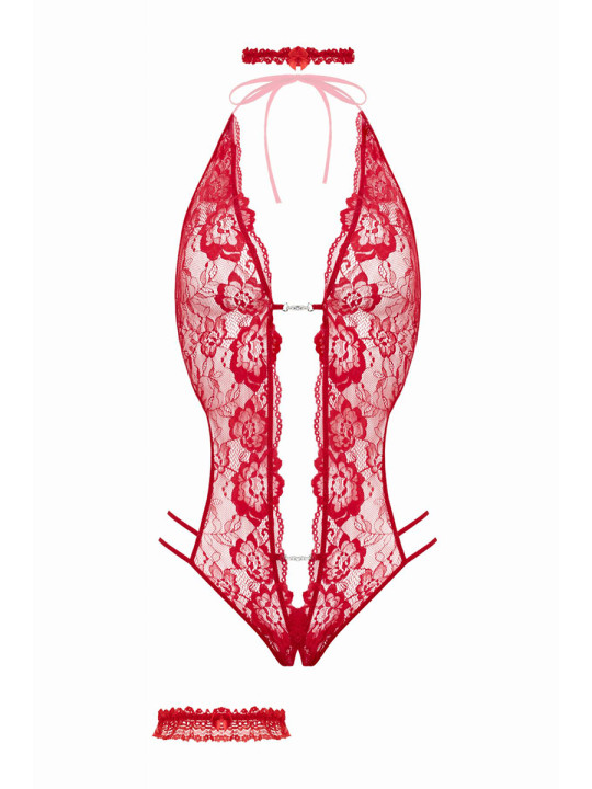Ensemble body ouvert Renee rouge - Christine