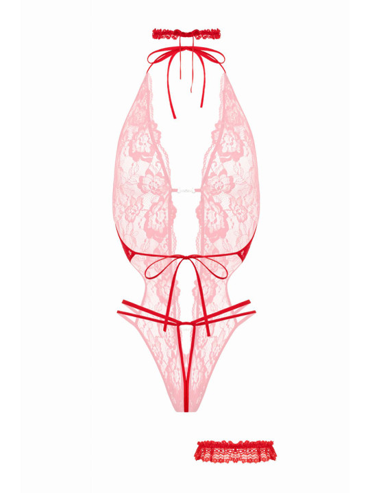 Ensemble body ouvert Renee rouge - Christine